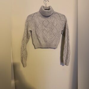 Sunday Best Aritzia Gray knit cropped Turtleneck Sweater winter size medium